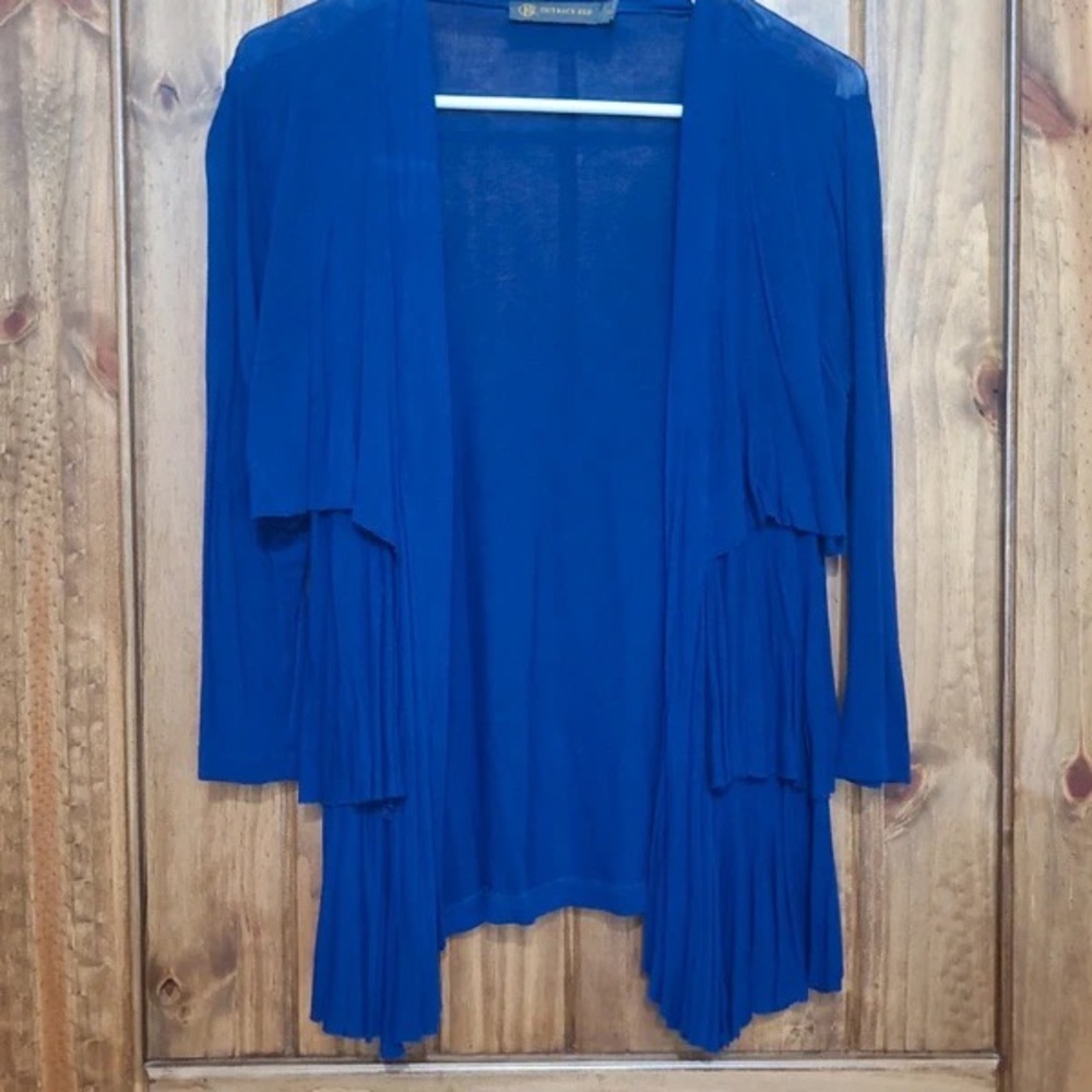 Outback Red Women’s Royal Blue Open-Front Pleated Cardigan